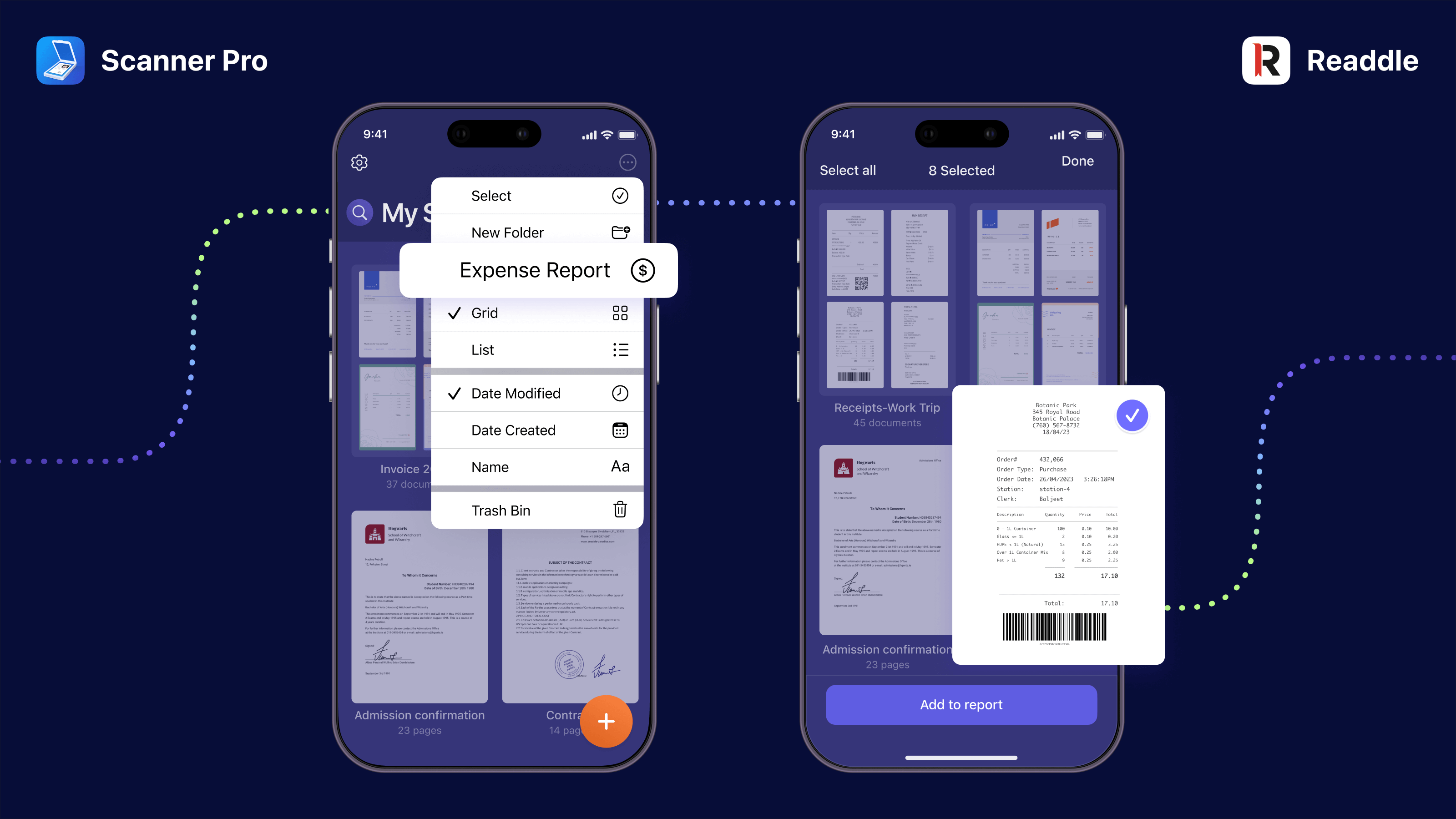 Expense reporting and tax writeoff feature in Scanner Pro